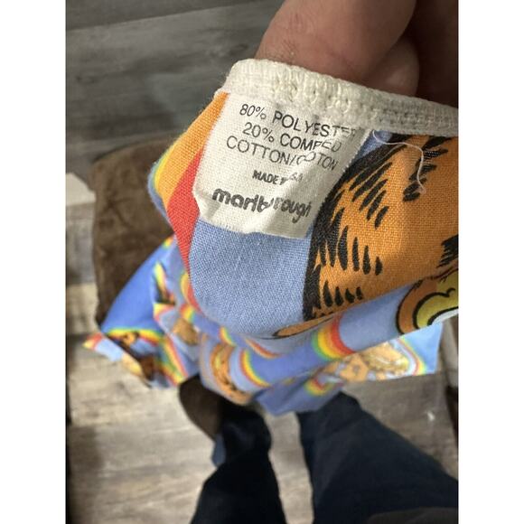 Vintage Garfield 1978 Blue Rainbow Fitted Sheet 53”x73” Made In USA READ - Picture 6 of 6